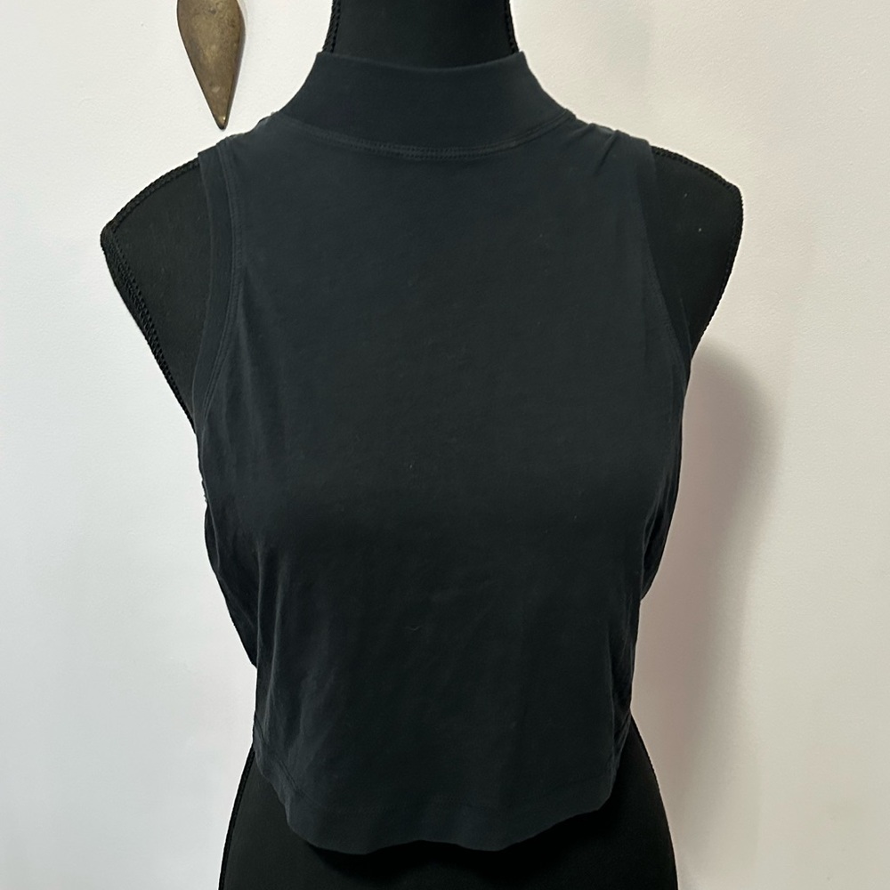 Black Sleeveless LULULEMON Mock Neck crop Top